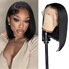 urno ble 13x4 HD Lace Front Bob Wig Human Hair Pre Plucked 180% Density Free Part Short Bob Wig With Baby Hair Straight Bob Lace Front Wigs Human Hair for Women（10in）