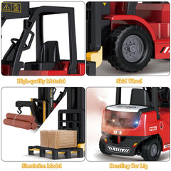 Mostop Ferngesteuerter Gabelstapler Spielzeug, 1/24 Rc Gabelstapler Spielzeug, mit Boxen/Ton- und Lichtspray, Zwei wiederaufladbare Batterien & Ladegerät, Technik Auto Junge Geschenk