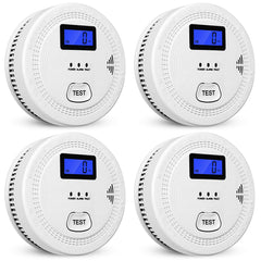 4-Pack,Smoke and Carbon Monoxide Detector,2 in 1 CO & Smoke Alarm,Carbon Monoxide Detectors,Smoke Detector,85dB in Alarm,LCD Screen,Easy to Install