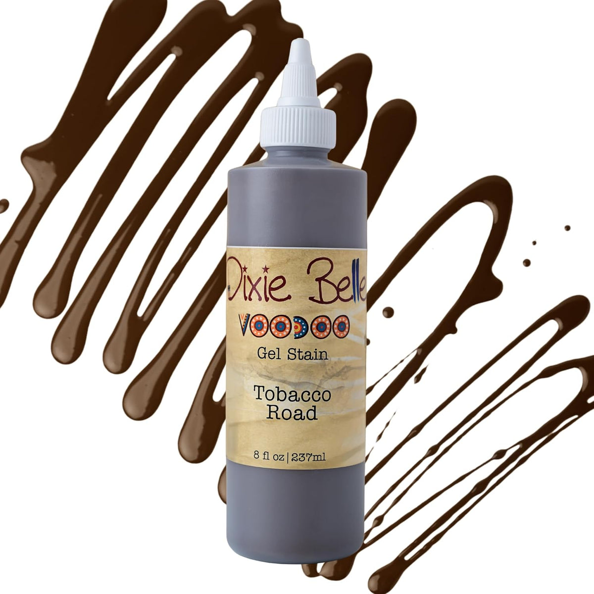 Dixie Belle Voodoo Gel Stain - Tobacco Road (8oz) - Warm Brown Water-Based Stain for Wood Projects - Wood Grain Enhancer - 8 Fl Oz