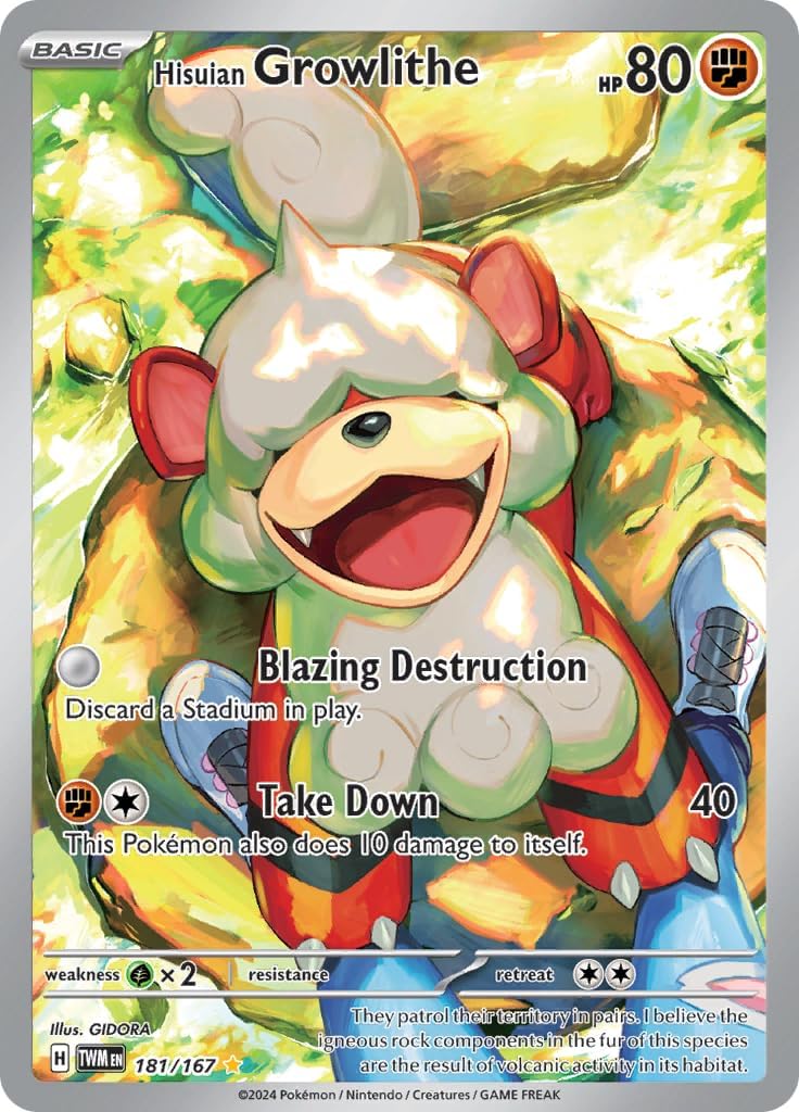 Pokemon –Hisuian Growlithe 181/167 – Twilight Masquerade – Illustration Rare – Full Art – Alternate