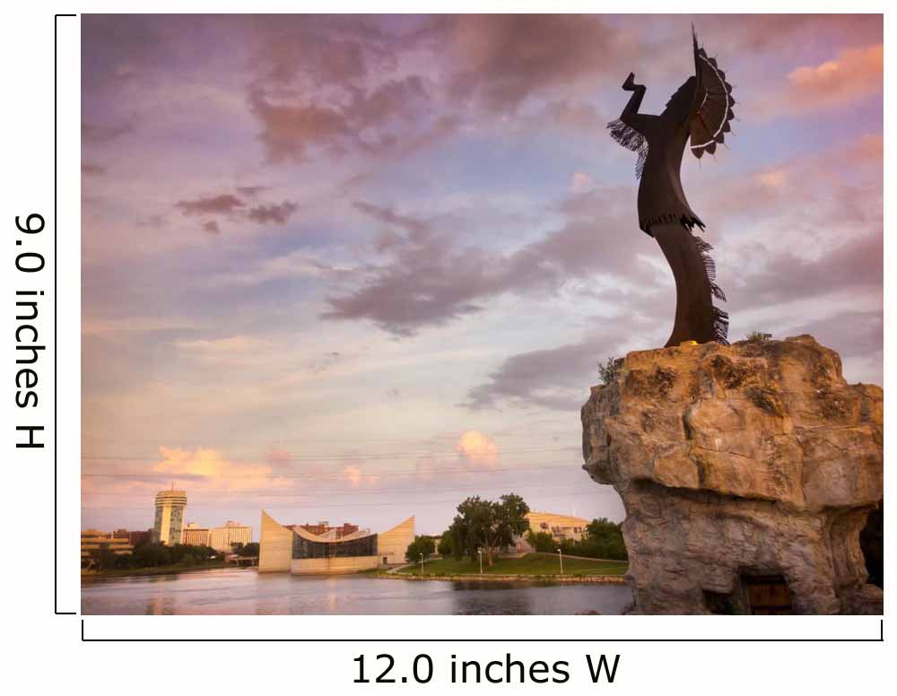 Beautiful Sunset With Keeper Of The Plains In Wichita Kansas Wall Mural