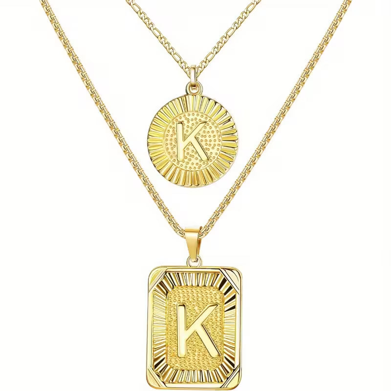 2pc 18K Initial Necklace