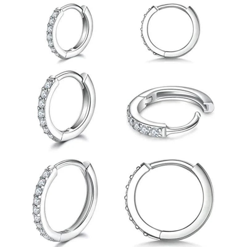 3pc Diamond Hoop Earrings Set