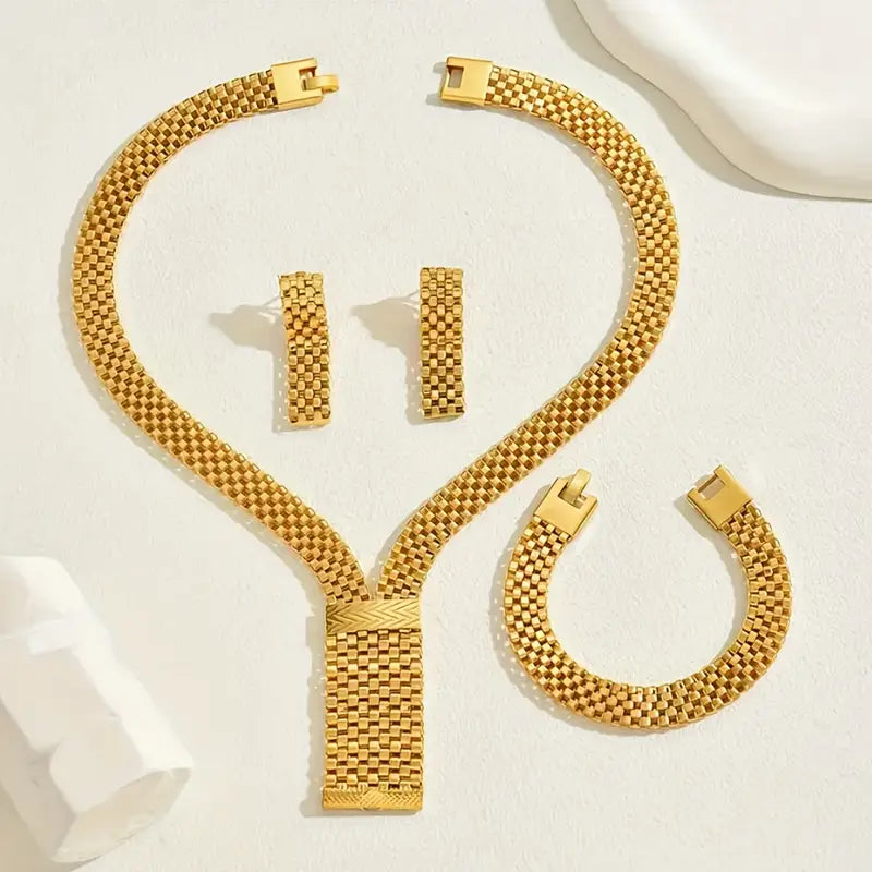18K Gold Mesh Jewelry Set