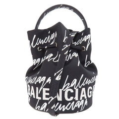 BALENCIAGA Handbag 619458 canvas black Drawstring Bucket 2WAY Women Used Authentic