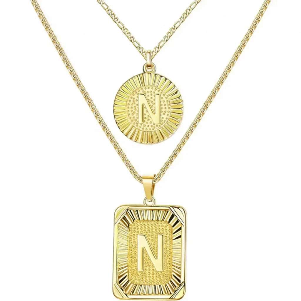 2pc 18K Initial Necklace