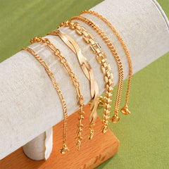 6pc Cuban & Snake Chain Bracelet Set