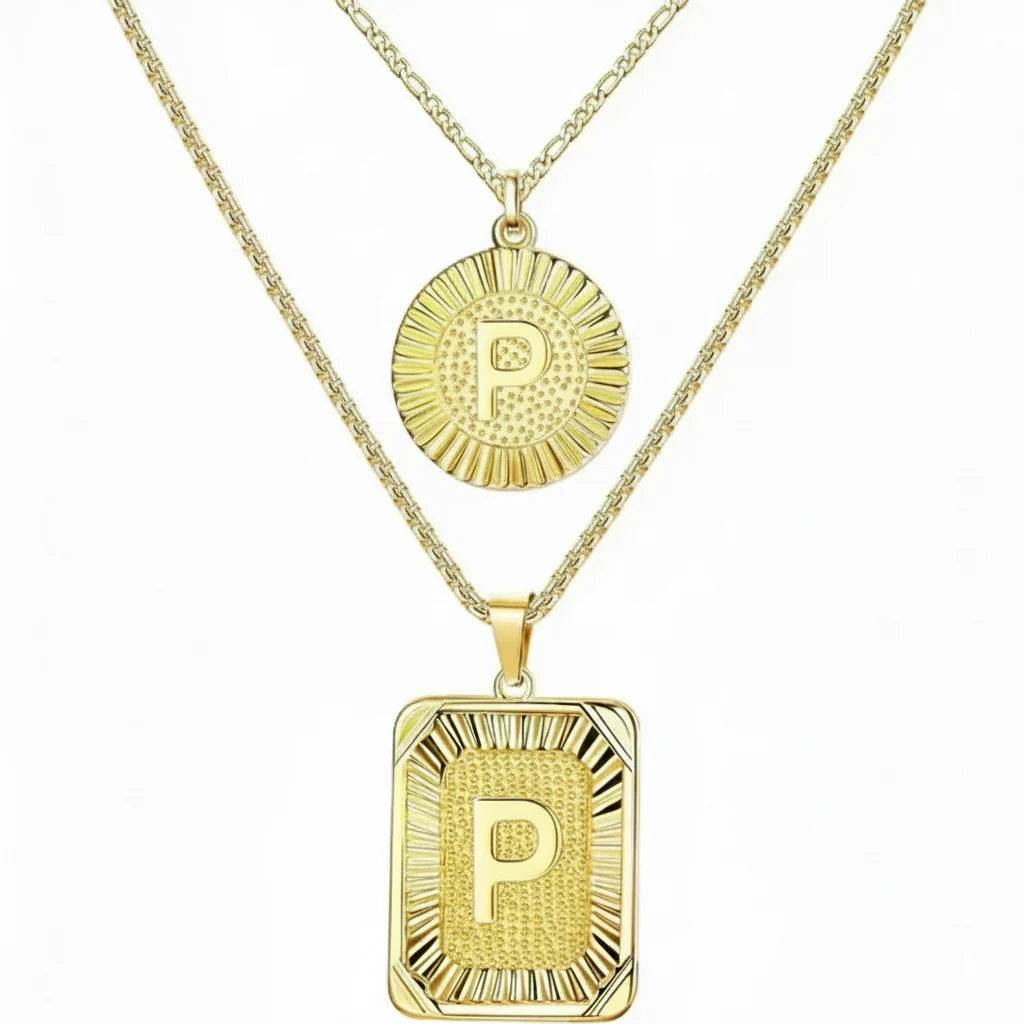 2pc 18K Initial Necklace