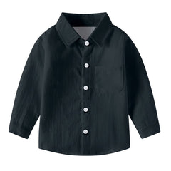 Naisibaby Boys Girls School Uniform Shirt, Long Sleeve Button Down Solid Color Casual Dress Shirt Black 3-4t, Kids Unisex, Size: 3T-4T