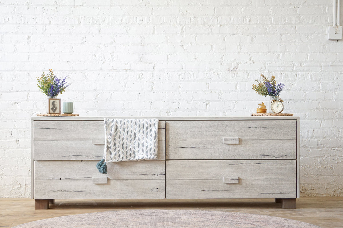 Natural solid wood low dresser or storage chest. Furniture for home storage. Solid wood drawers. Handcrafted in the USA. Heirloom quality.
