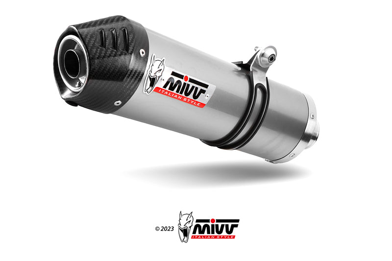 MIVV Muffler Slip On Oval E.012.LX2C med kolfiberlock, högpresterande avgassystem för motorcyklar inom reservdelar och tillbehör.