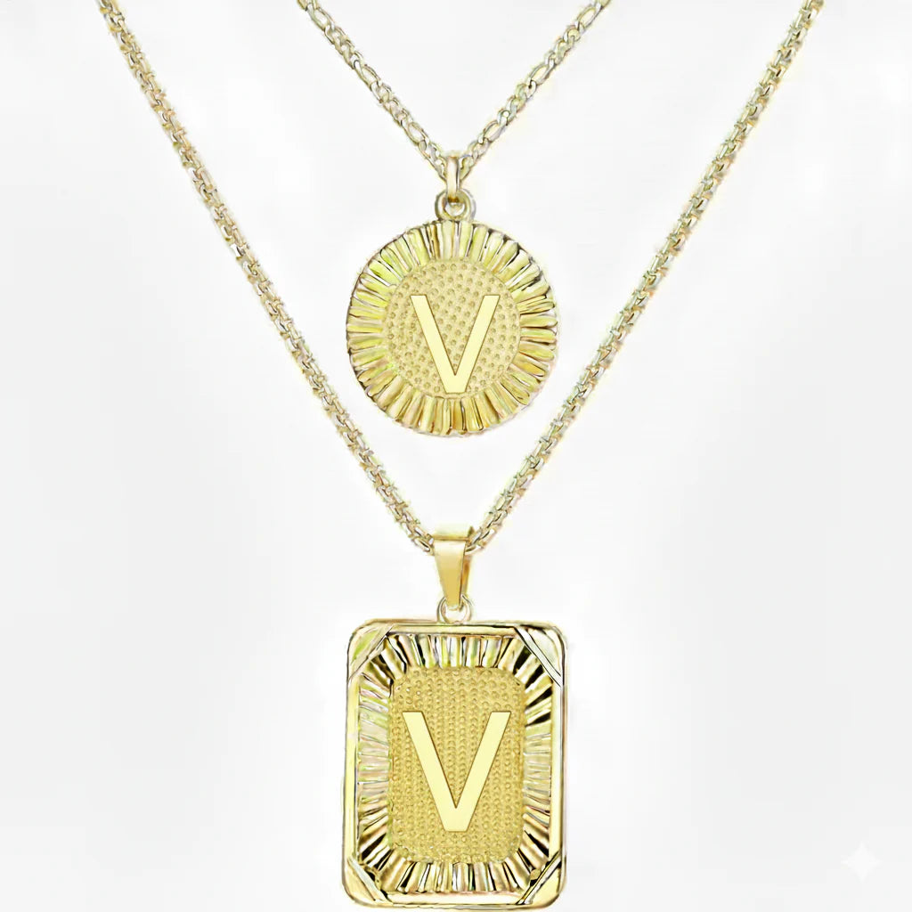 2pc 18K Initial Necklace