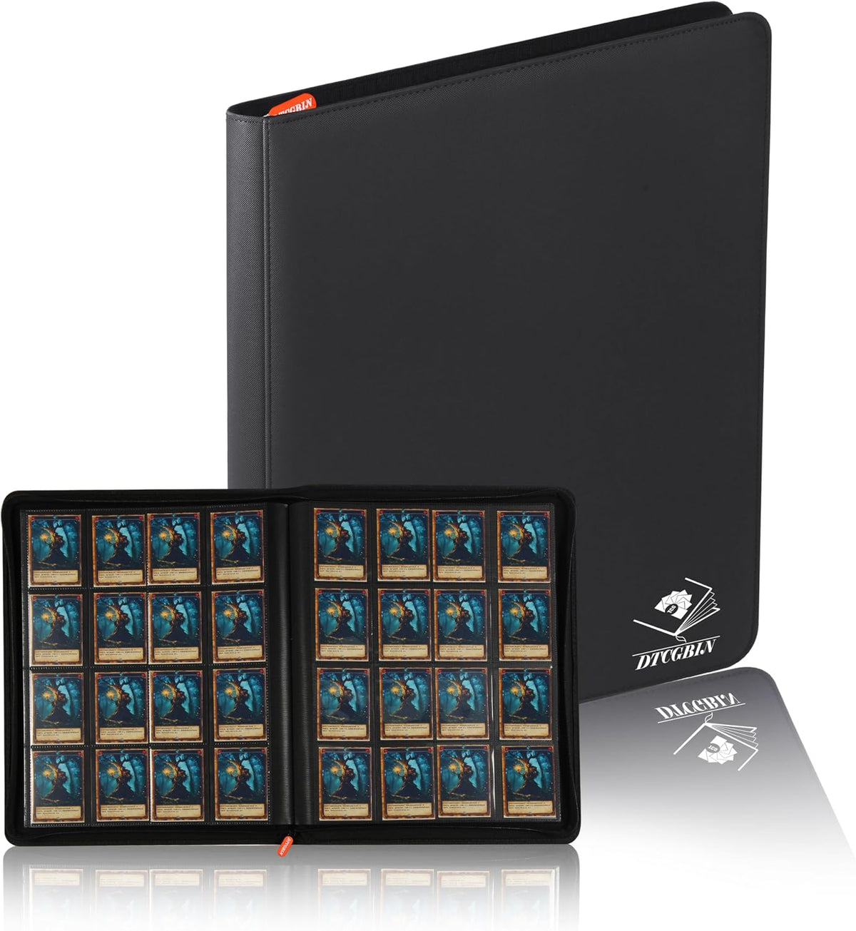 Premium Trading Card Binder for PKM TCG MTG Cards,Holds 1000+ Cards,16 -Pocket Ringless Side Loading Binder with Zipper Trading Card Album Folder for TCG - Black