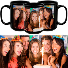 Custom Mug, 15oz All Black Wrap Around Design Ceramic Coffee Mug, Personalized Gift with Photo, Text or Logo