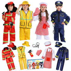 14Pcs Toddler Dress Up Clothes,Boys Dress Up Costumes For Play,Kids Dress Up Set With Firefighter,Construction Worker,Chef,Police Costume,Toddler Boy Toys Christmas Birthday Gifts For 3-6 Years Old