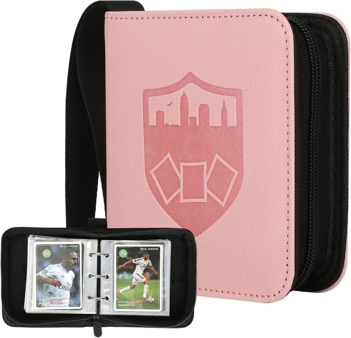 GERMUN Mini Card Binder 1 Pocket, 80 Pockets Trading Card Binder, Premium Small 2 Pocket Trading Card Collection Album Folder with 40 Sleeves Double Sided - Gifts for Kids (Pink)