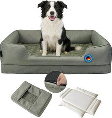 Orthopädisches Hundebett für mittelgroße & grosse Hunde, dickes & waschbares Hundekissen, ergonomisches Hundebetten mit abnehmbarem Bezug, kratzfestes & wasserdichtes Hundekorb