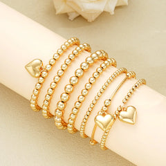 7pc Beaded Heart Bracelet Bundle