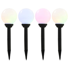 Utendørs sollampe 4 stk LED kuleformet 15 cm RGB