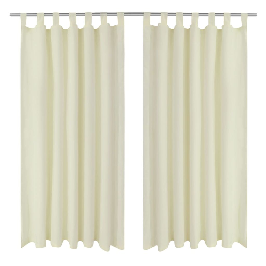Creme Mikro-Satiini Verhot Lenkeillä 2kpl 140 x 175 cm