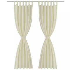 Creme Mikro-Satiini Verhot Lenkeillä 2kpl 140 x 175 cm