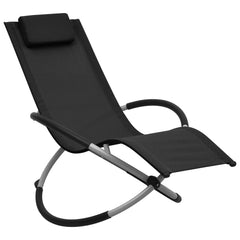 Transat chaise longue bain de soleil lit de jardin terrasse meuble d'extérieur pour enfants acier noir 02_0012913
