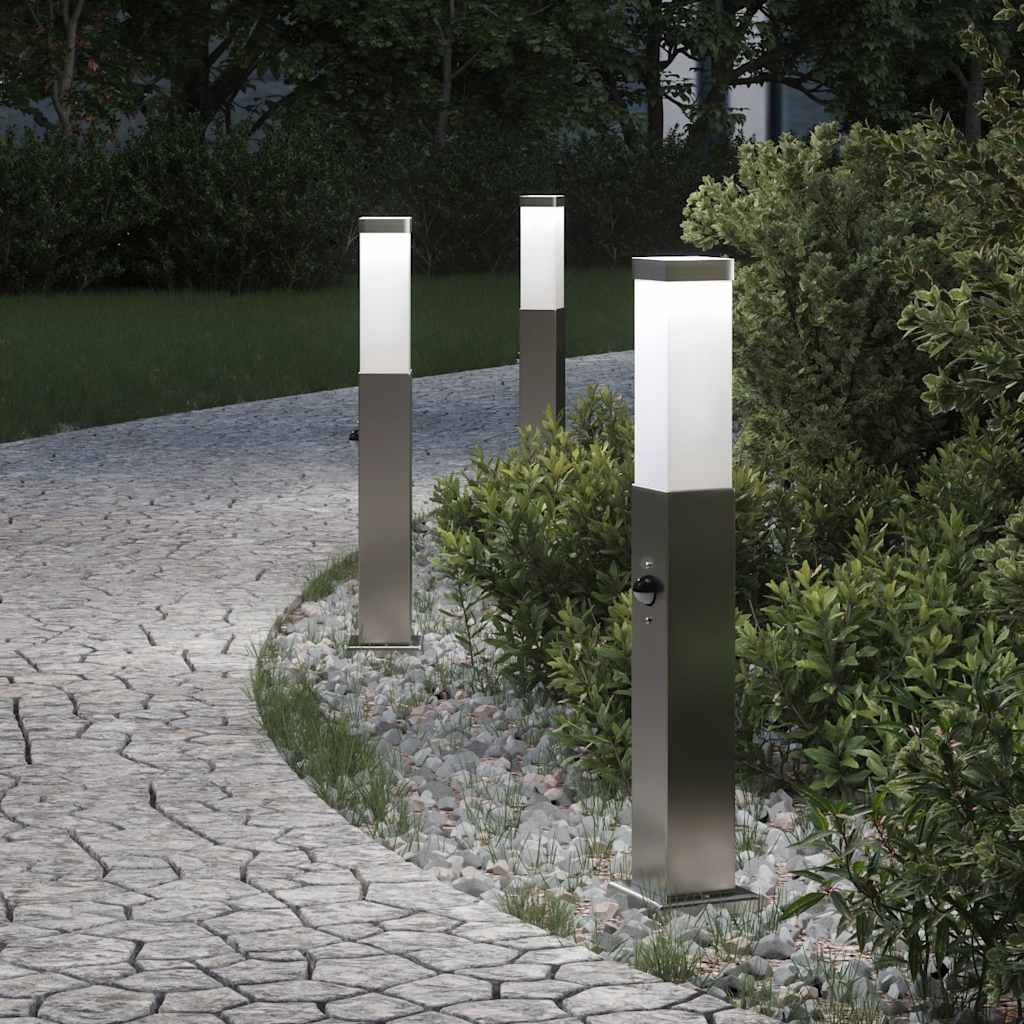 vidaXL Pollerleuchten mit Sensor 3 Stk. 50 cm Edelstahl IP44