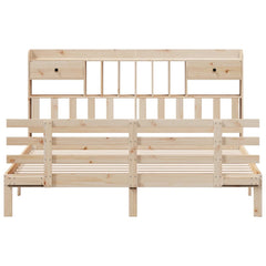 Seng med bokhylle uten madrass 180x200 cm heltre furu