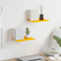 Vegghylle med hylle 2 pcs Sennepsgul 30 x 18 x 2,5 cm vidaXL