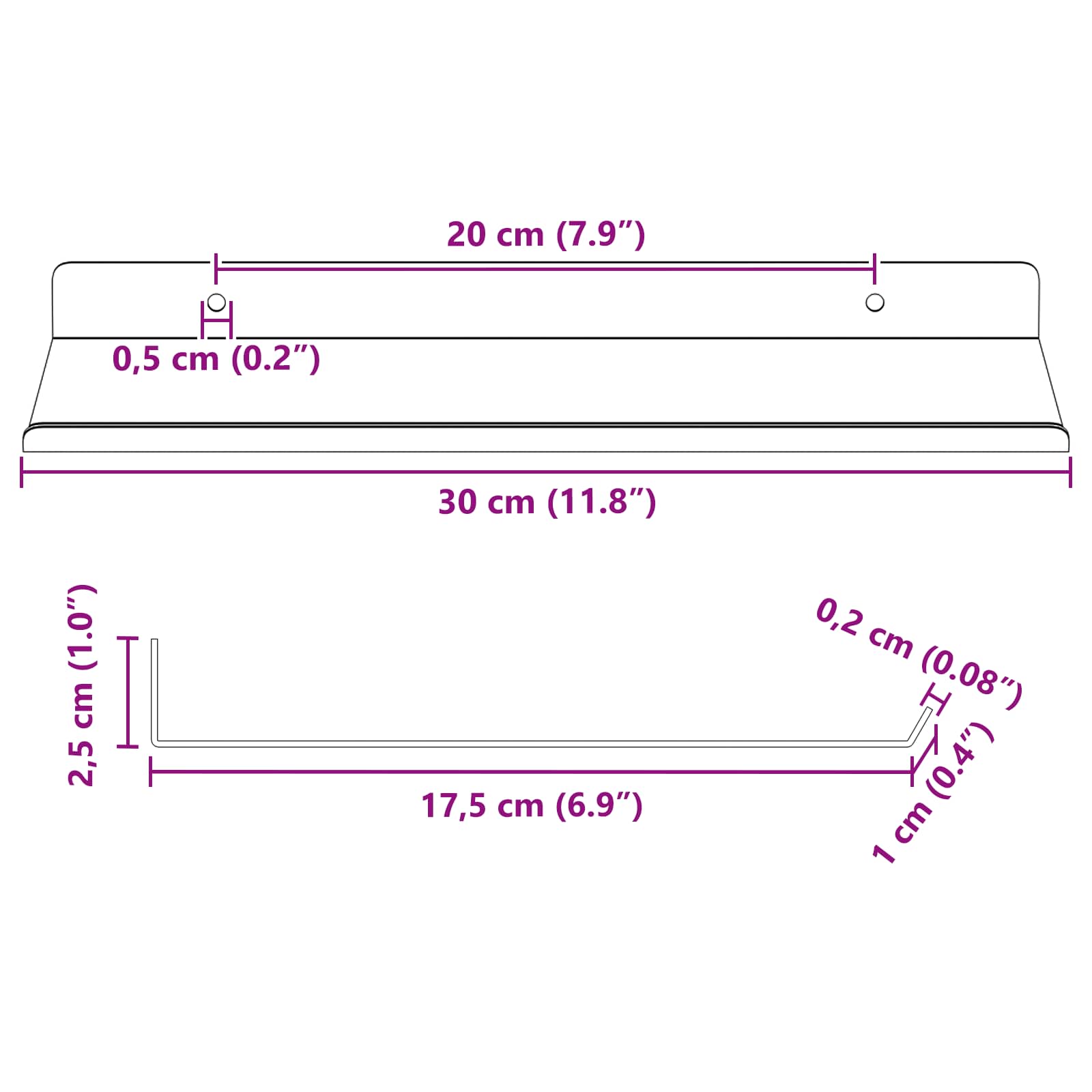 Vegghylle med hylle 2 pcs Sennepsgul 30 x 18 x 2,5 cm vidaXL