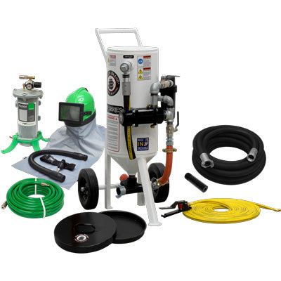 Abrasive Blast Pot, Portable, 1.5 cu. ft. (43 L), Pressure Release, Pneumatic, w/Silver Blasting Package (Includes Safety Gear)