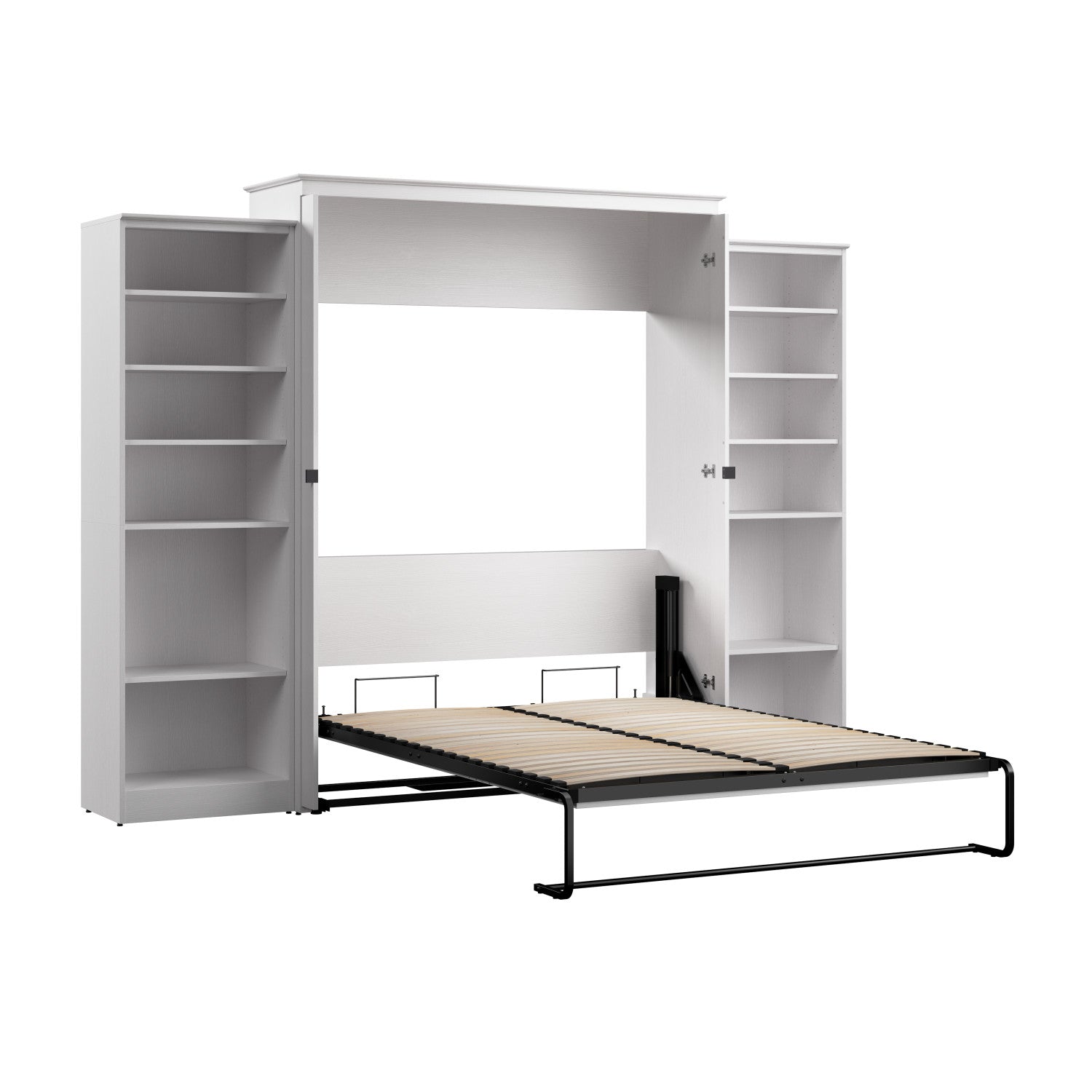 Bestar Key West Queen Murphy Bed with Closet Organizers (119 W) - Pure White Oak|Grand lit escamotable Key West de Bestar de 119 po (L) avec organisateurs de garde-robe - blanc chêne solide