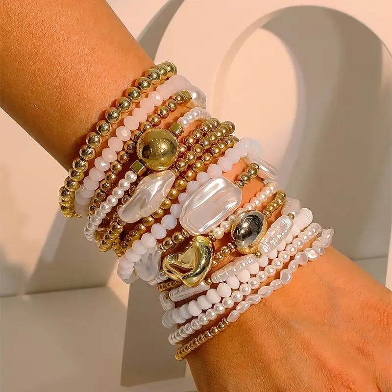 15pc Pearl Statement Bracelet Set