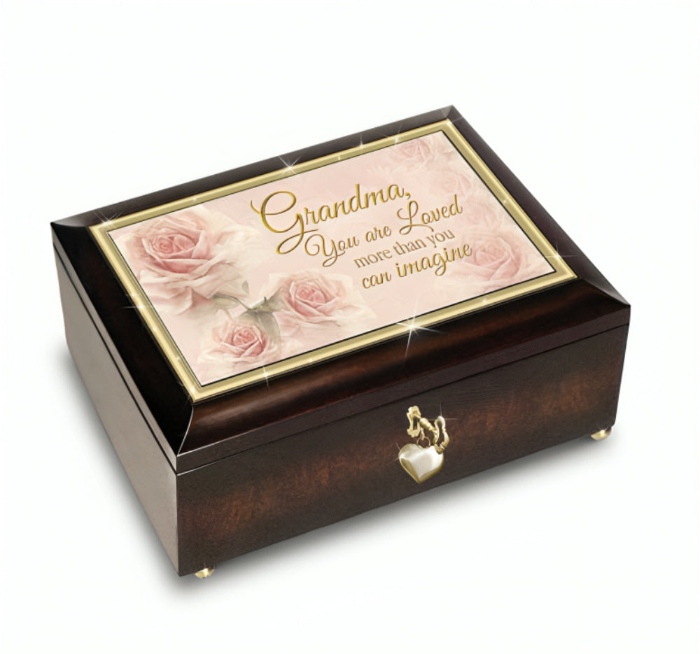 The Bradford Exchange Grandma, You Are Loved Music Box: Mahogany-Toned Keepsake with "Always in My Heart" Melody 6-Inches - RCE Global Solutions