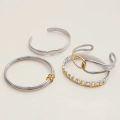 18K Mixed Tone Bracelet Stack