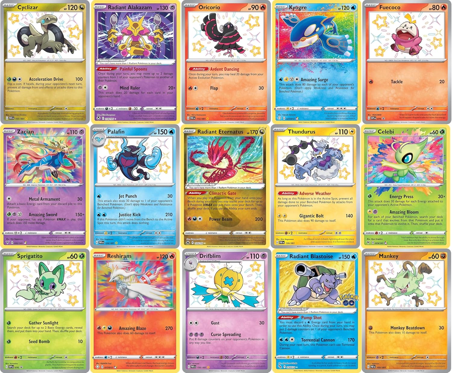 5 Pokemon Card - Shiny Rare/Radiant Rare/Amazing Rare Lot - 5 Assorted Cards - No Duplicates