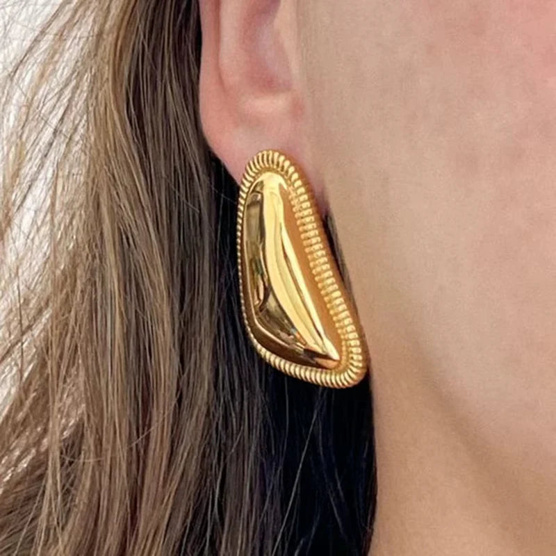 Curved Triangle Stud Earrings