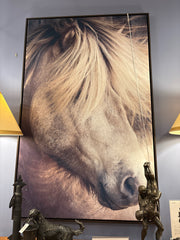 GICLEE GRACEFUL HORSE IN BROWN FLOATER FRAME