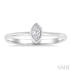 1/6 Ctw Petite Bezel Set Marquise Cut Diamond Fashion Ring in 10K White Gold