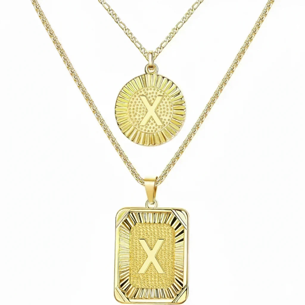 2pc 18K Initial Necklace