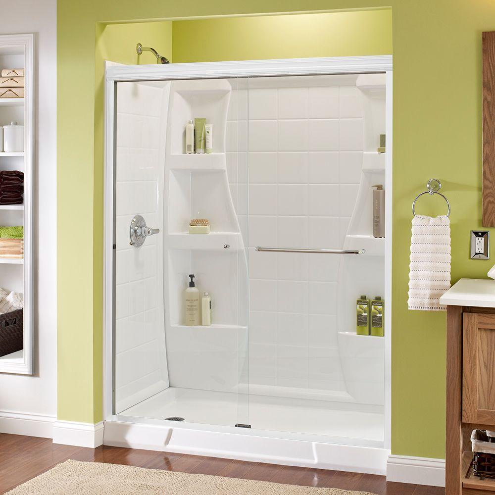 Simplicity 60 in. x 70 in. Semi-Frameless Traditional Sliding Shower Door in Bronze with Rain Glass - Super Arbor