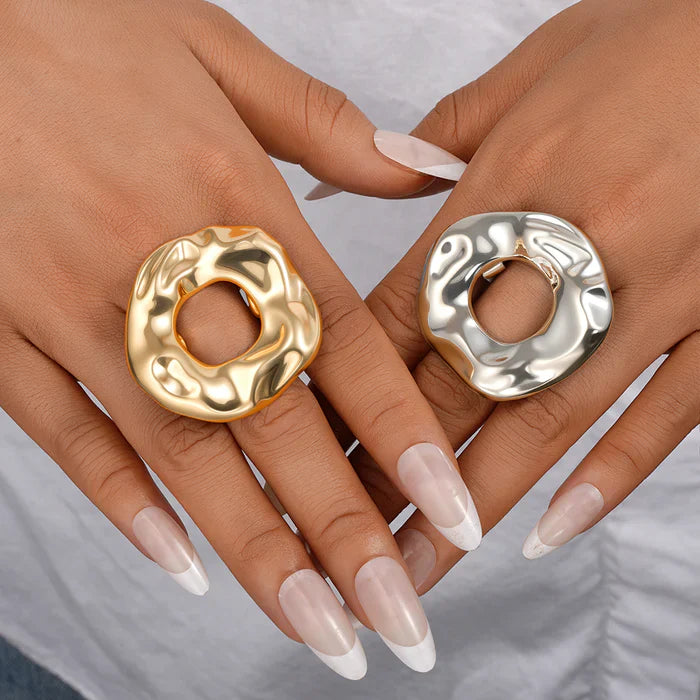 2pc Wavy Circle Ring Set