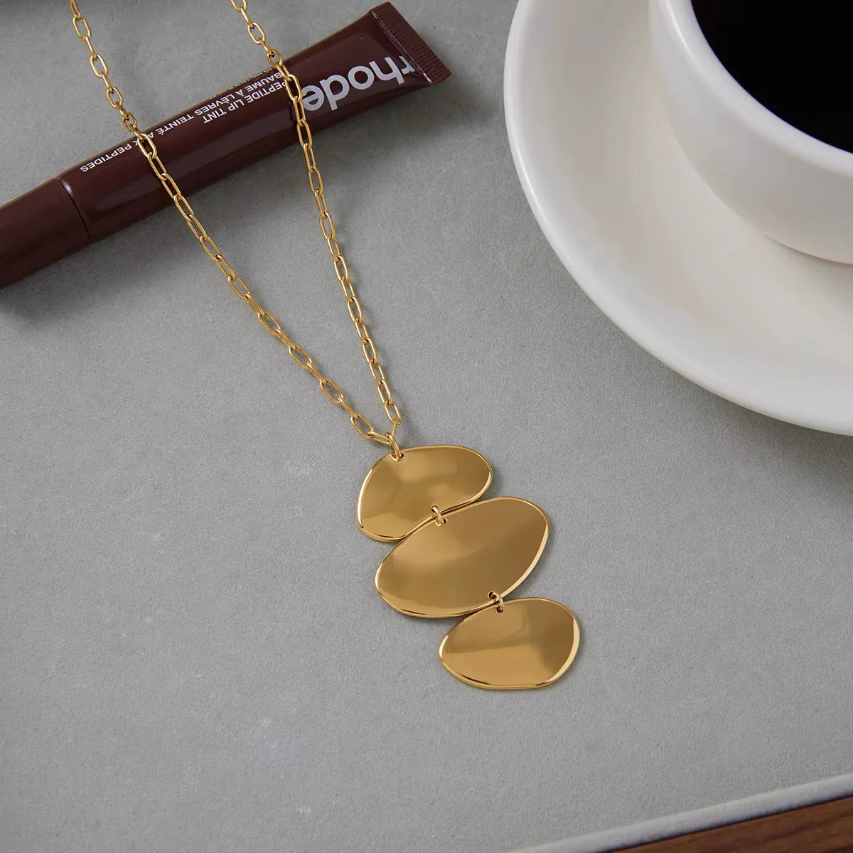 18K Stacked Meditation Stone Necklace