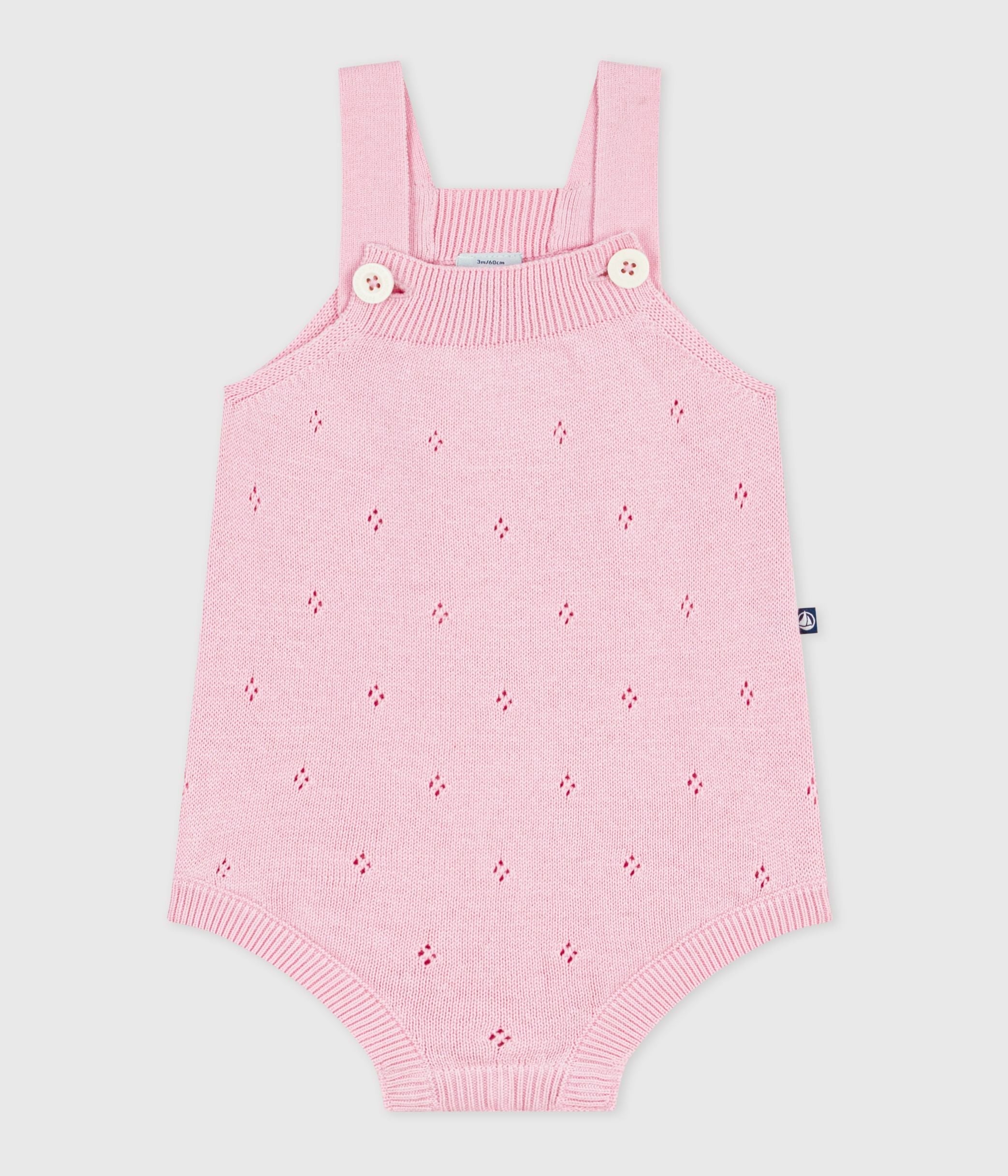 combinaison-courte-bébé-en-tricot-de-coton-ajouré