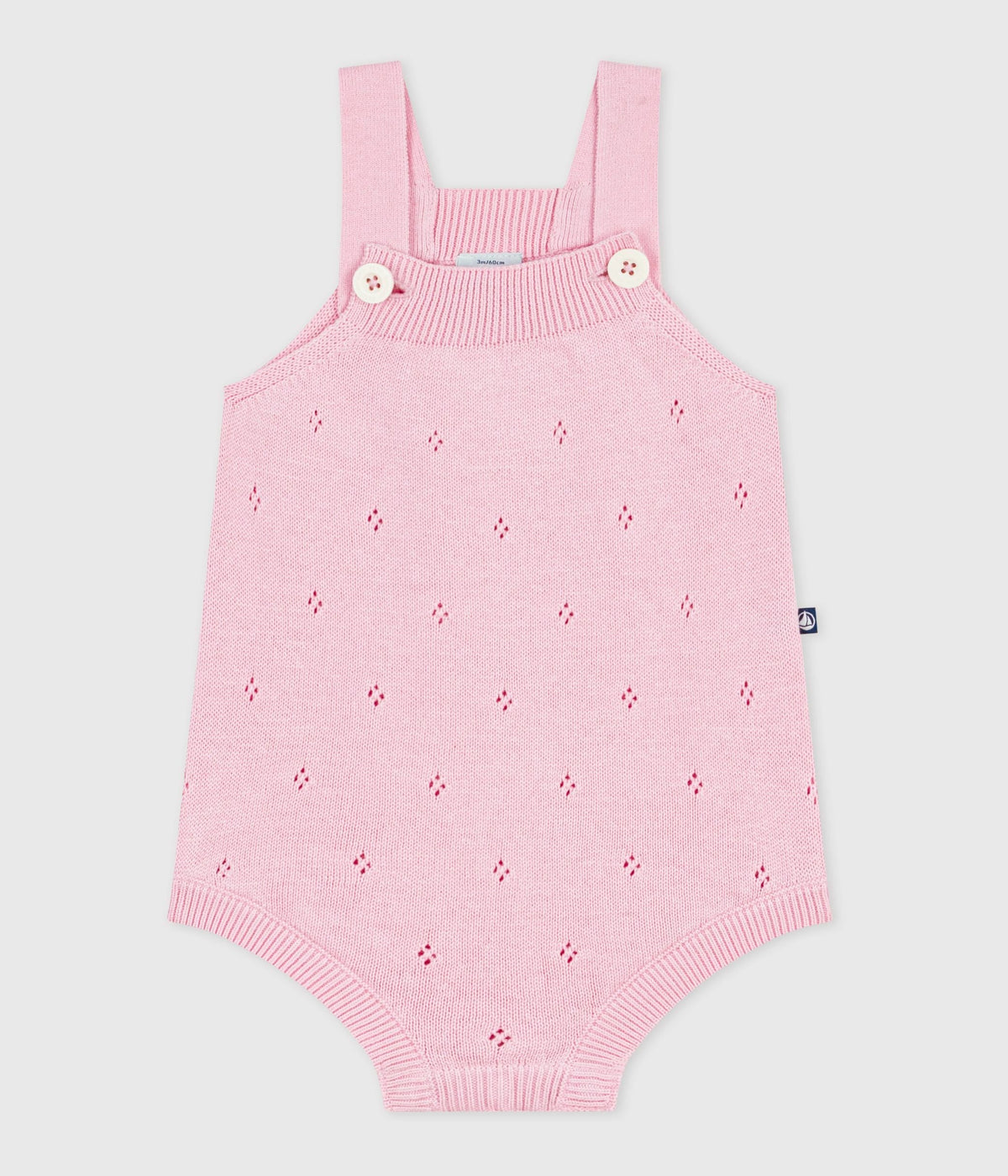 combinaison-courte-bébé-en-tricot-de-coton-ajouré