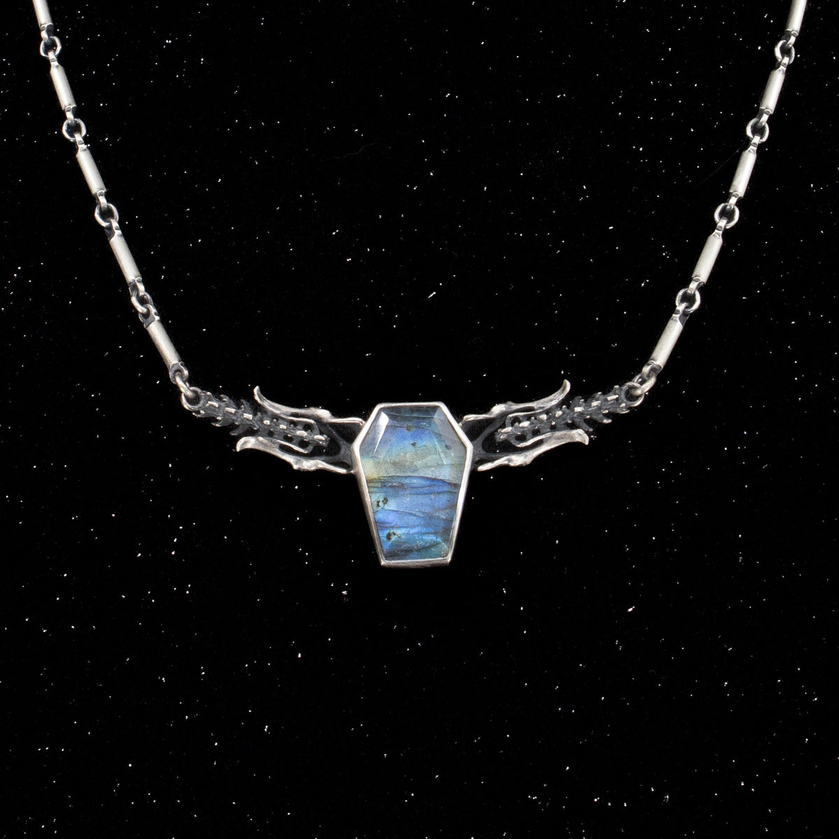 Cursed Burial Ground Necklace - OOAK - Labradorite Coffin - Ready to Ship