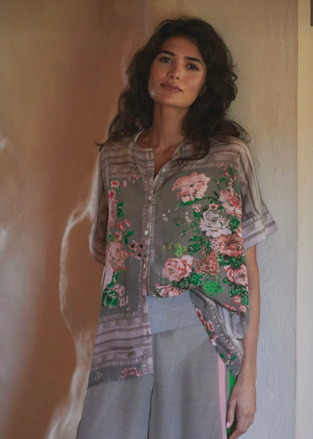 Neon Rose Tea Blouse - Taupe by ONE HUNDRED STARS