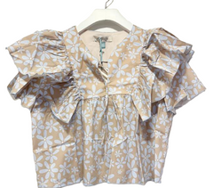 A LA PAGE TERAMO POPLIN BLOUSE W/RUFFLES (12-18Y)