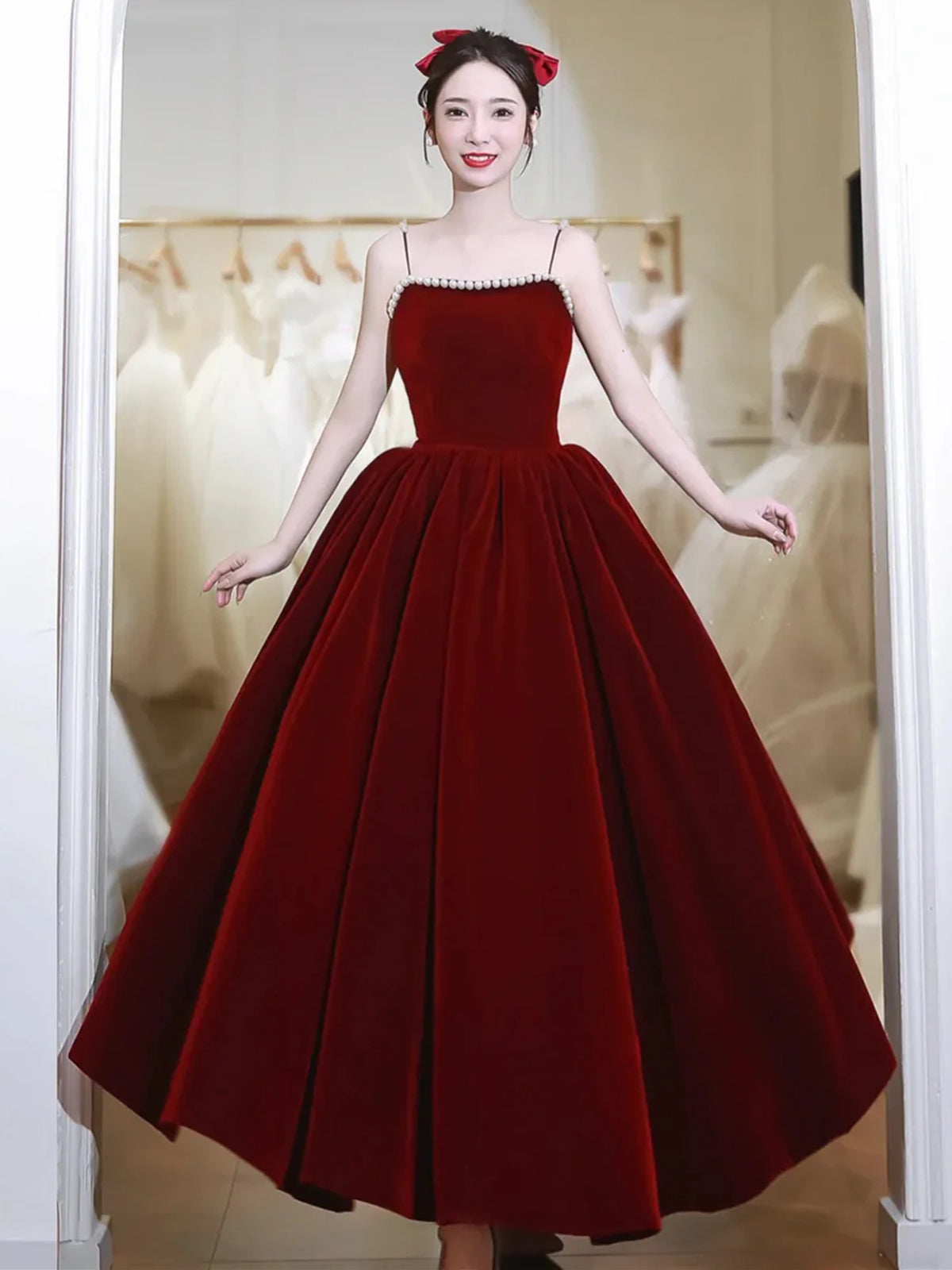 A Line Knee Length Burgundy Velvet Prom Dresses, Burgundy Homecoming Dresses